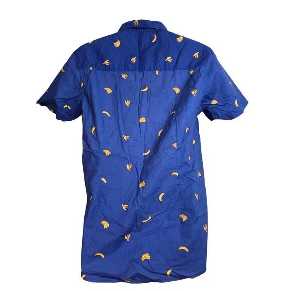 CARBON Banana Novelty Print Shirt Sz S Short Sleeve Collared Popover Pullover - Picture 3 of 6